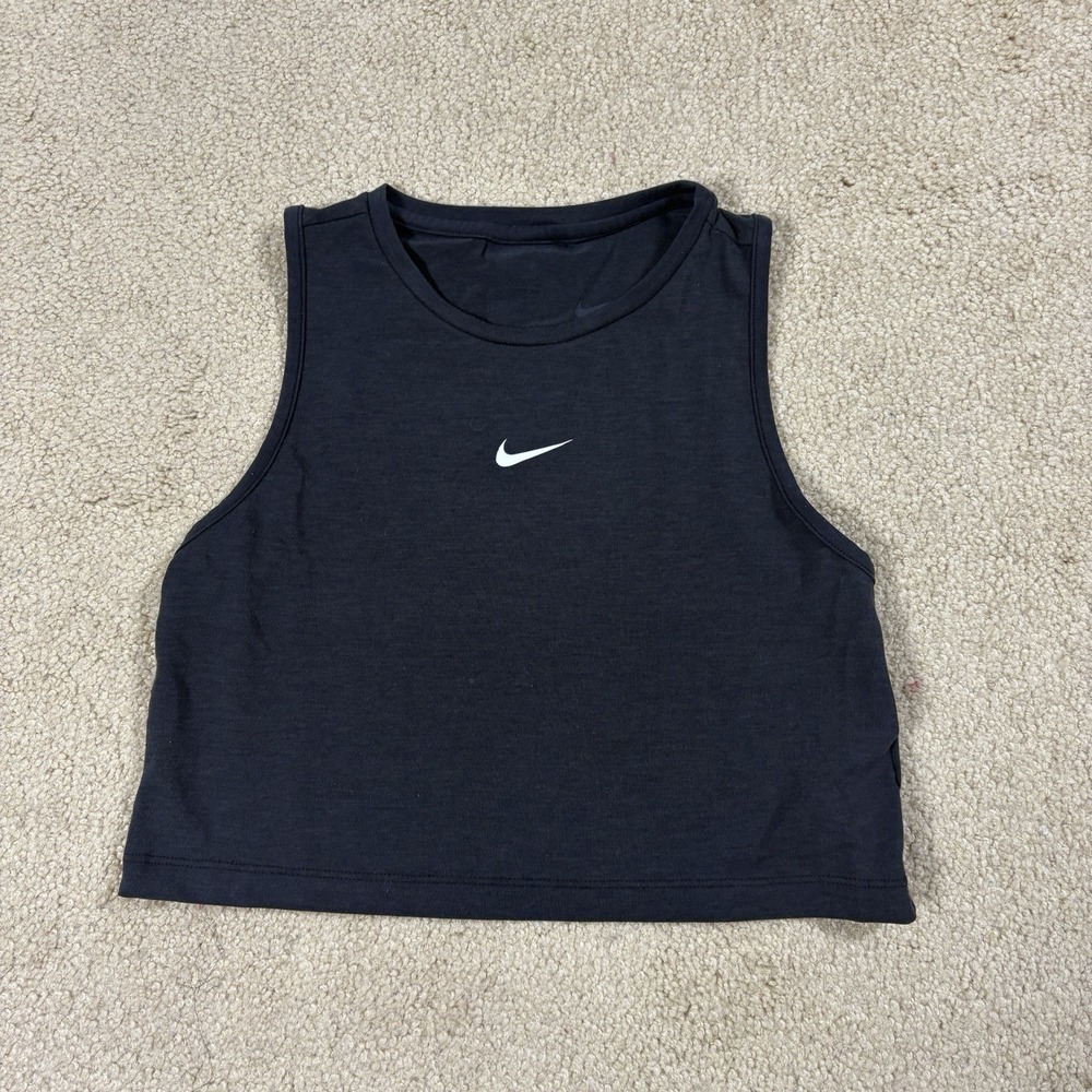 Nike Pro Girls' Dri-FIT Training Running Tank Top Small Black Spell Out Muscle T